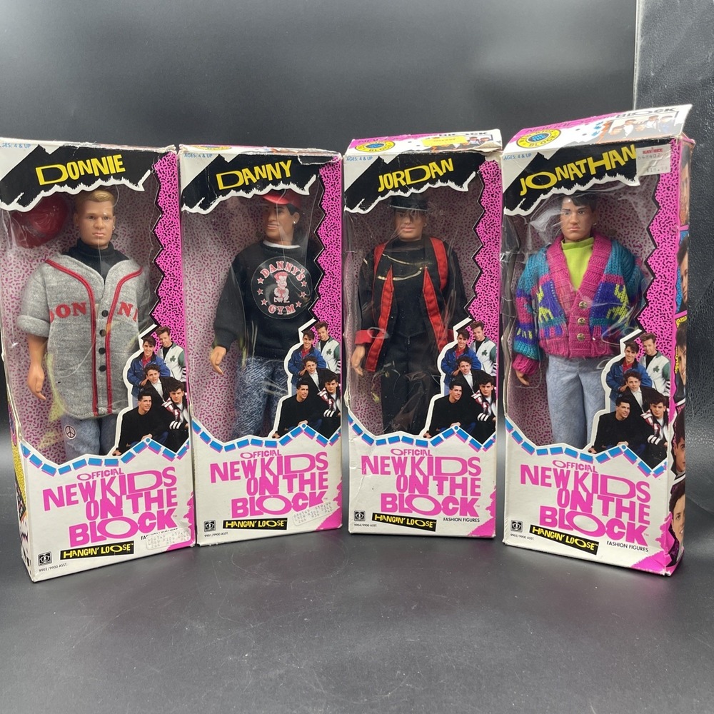 Vintage 1990 New Kids On The Block Hangin Loose Dolls Lot‎ 4 Boxed NKOTB
